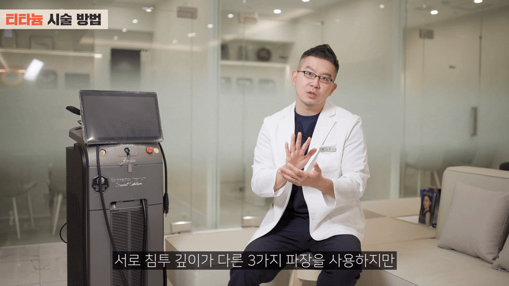 티타늄리프팅의 755nm·810nm·1064nm 파장이 피부 깊이별로 전달되는 다층 광열 효과 설명